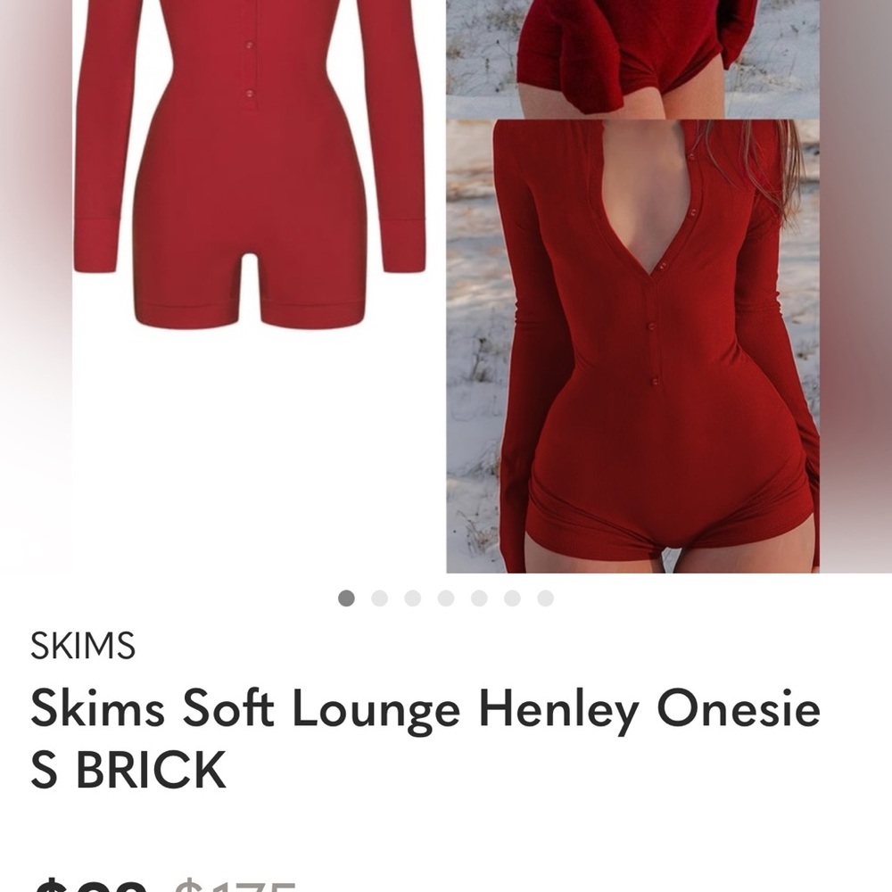 SKIMS Brick Red Soft Lounge Henley Onesie
